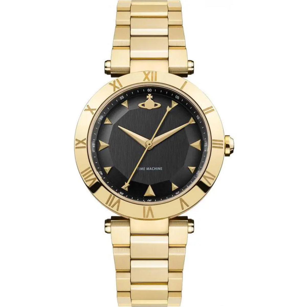 Vivienne Westwood Montagu women's gold-tone watch with black dial and roman numerals