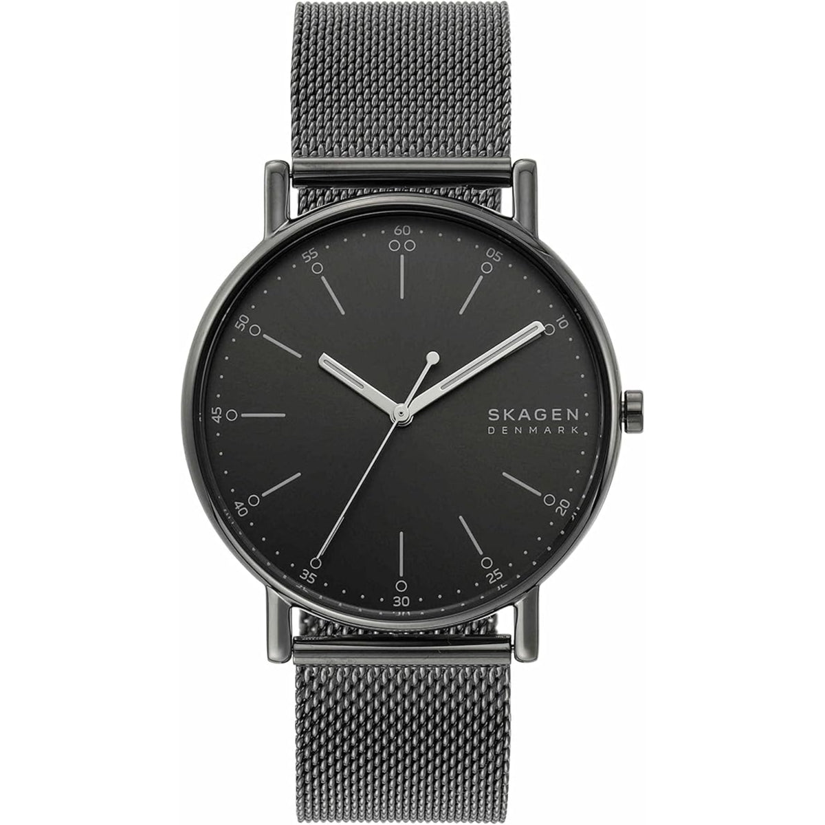 Front View of Skagen Signatur SKW6577 Grey Dial Watch with Steel Mesh Strap