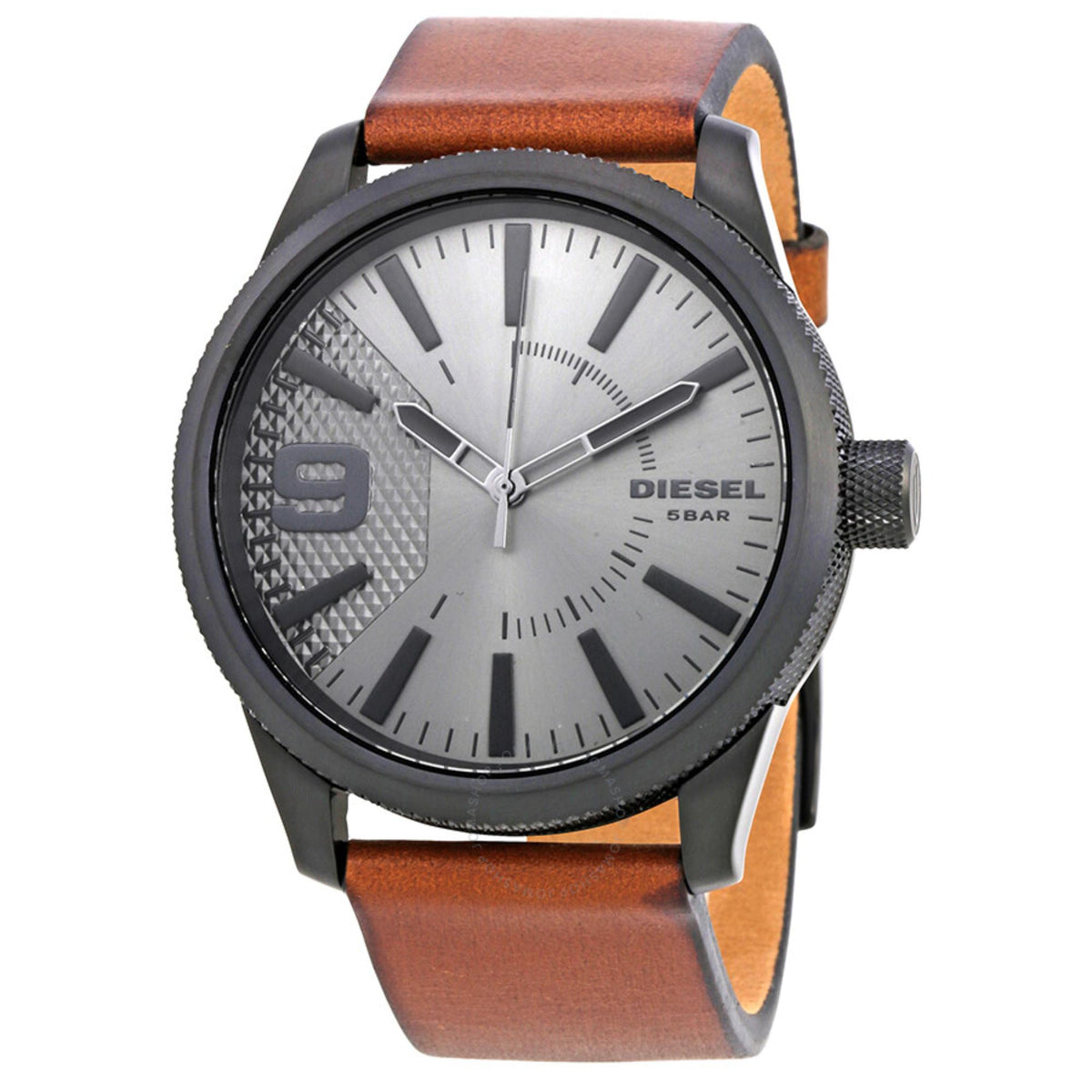 Diesel Rasp Grey Dial Leather Strap Men's Watch DZ1764