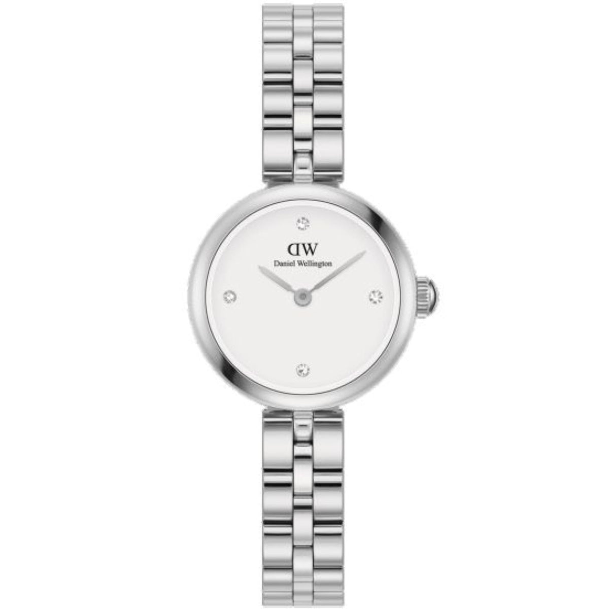 Stainless steel women’s quartz watch with white dial and link bracelet