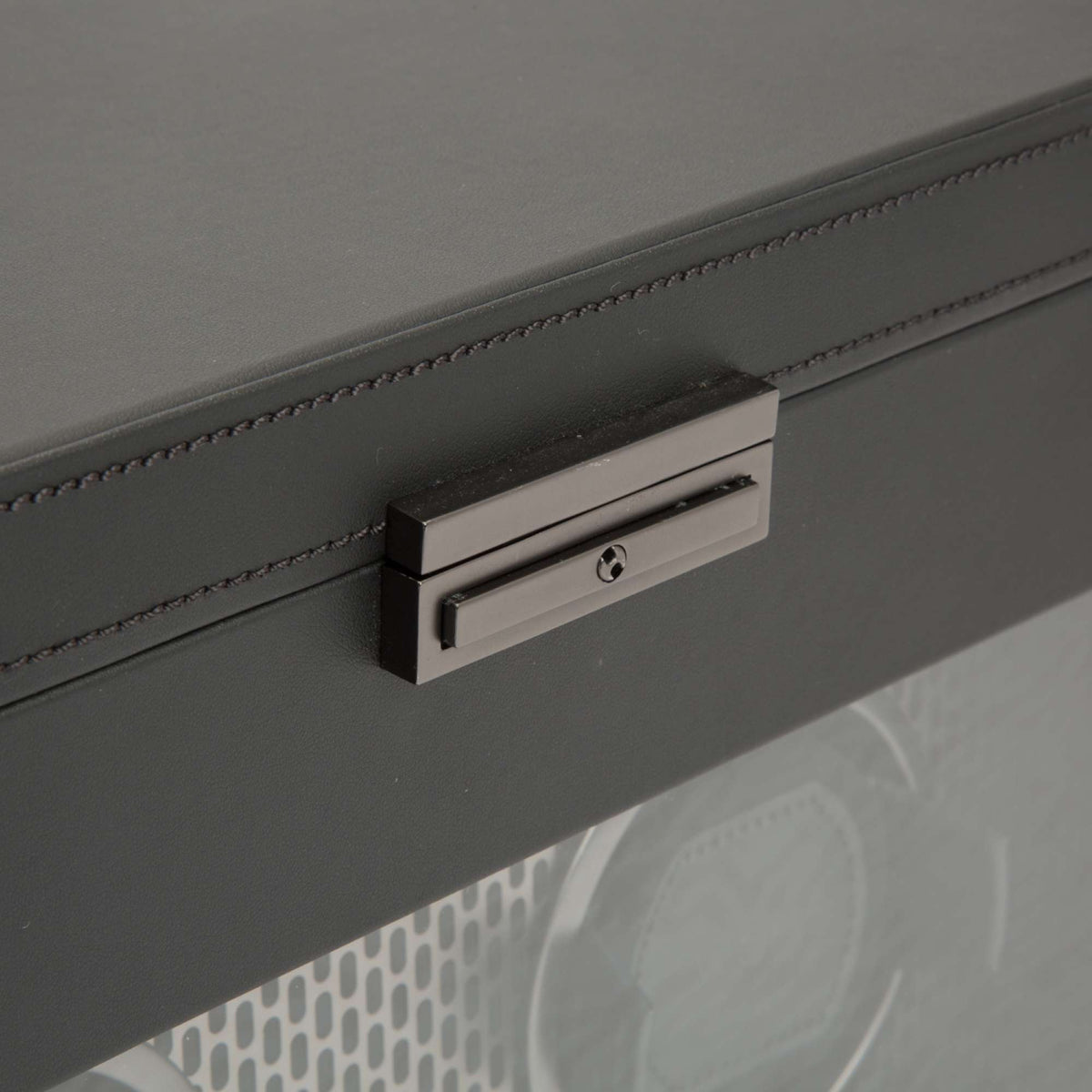 Black watch winder lock slider detail on side panel