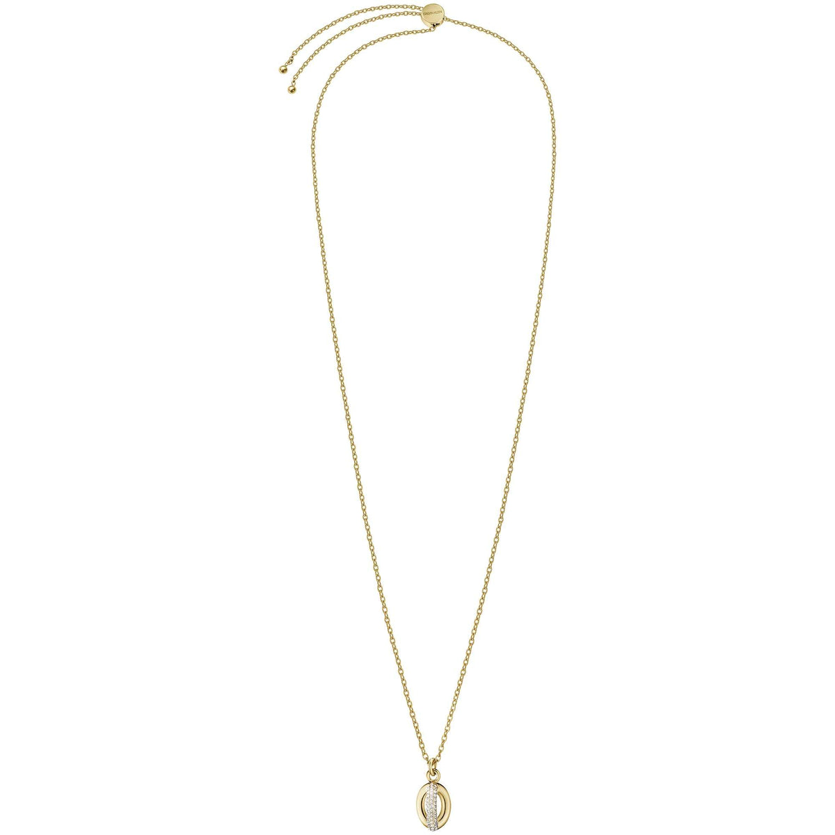 Calvin Klein women’s gold-tone necklace with oval pendant and adjustable chain