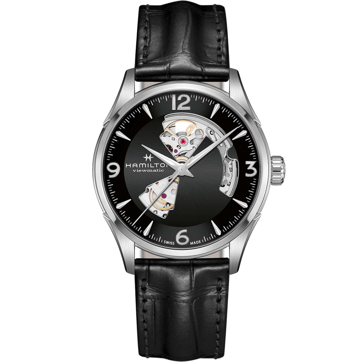 Hamilton Jazzmaster Viewmatic Open Heart Automatic Black Skeleton Dial Men's Watch H32705731 - WatchNation