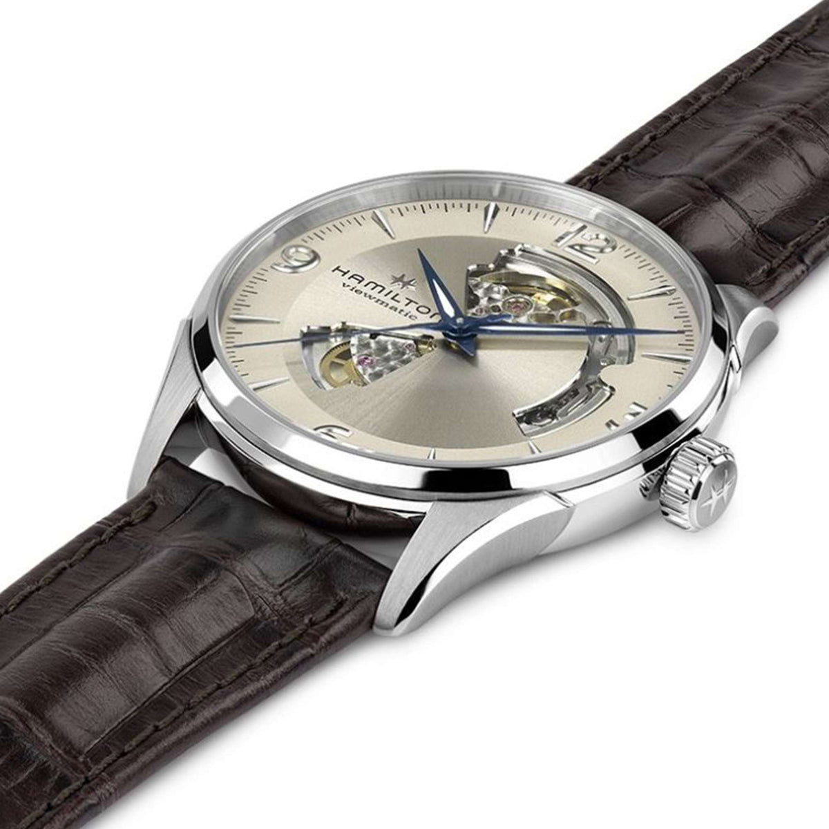Hamilton Jazzmaster H32705521 42mm polished and brushed stainless steel case side profile