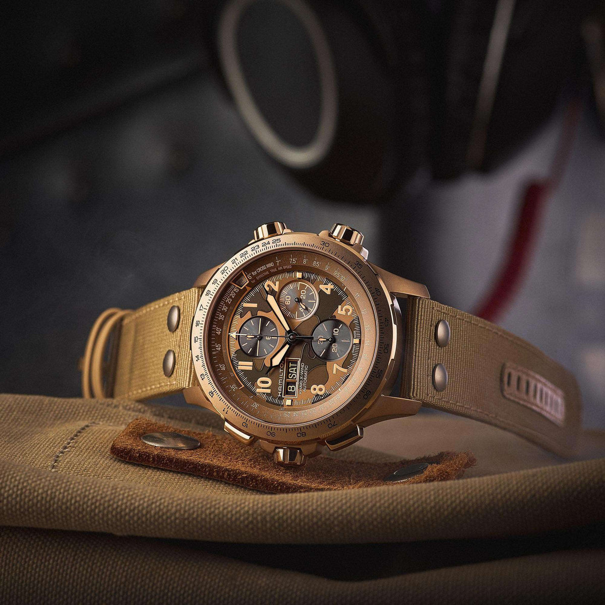 Hamilton H77916920 45mm PVD beige case and beige textile strap