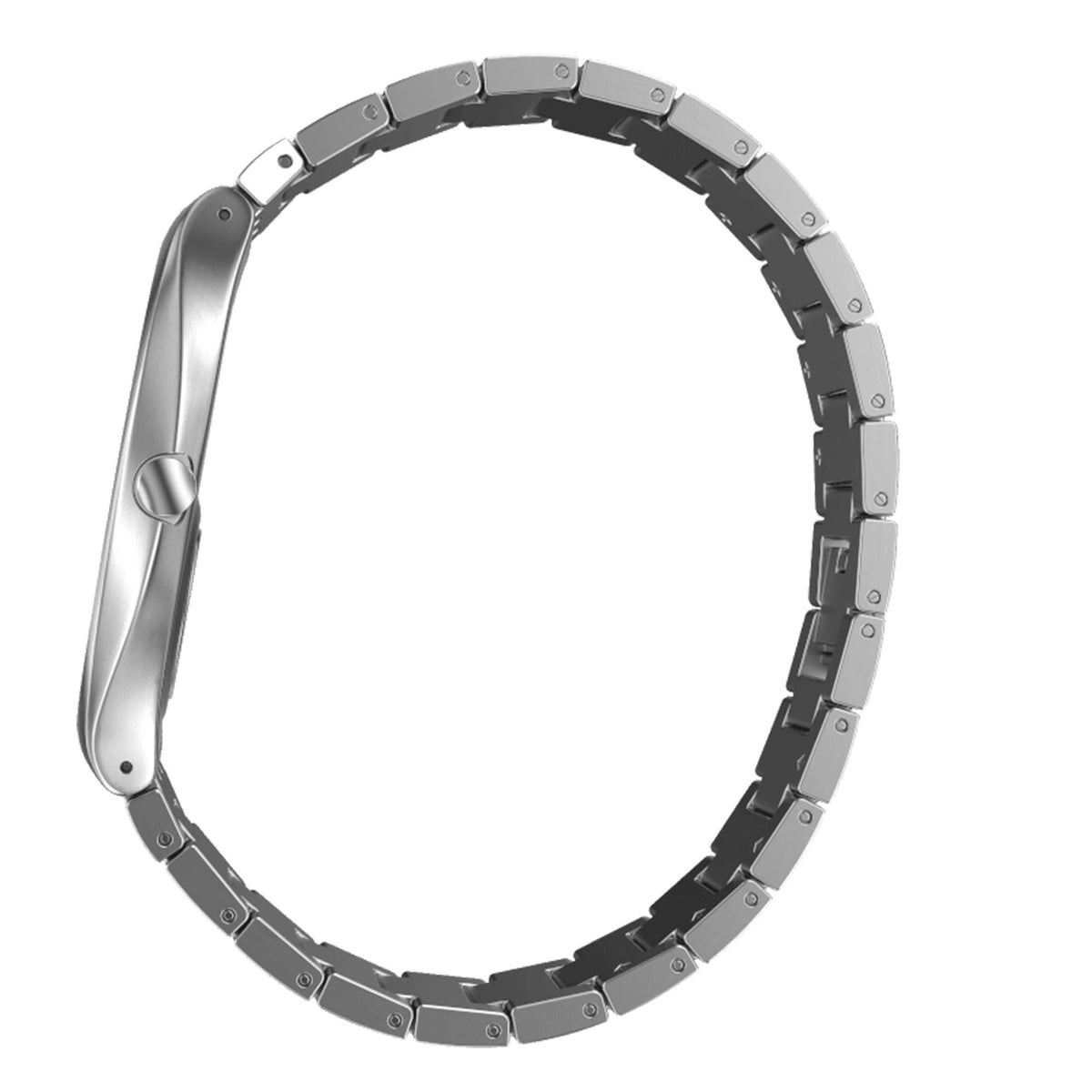 Stainless steel link bracelet for wristwatch, open band side view
