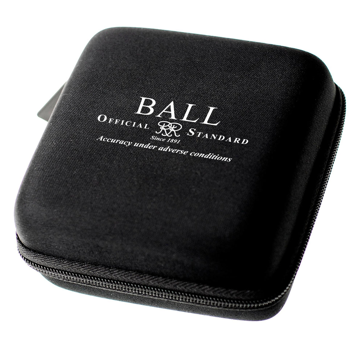 Black ball travel case with zip and “BALL Official Standard” logo on top