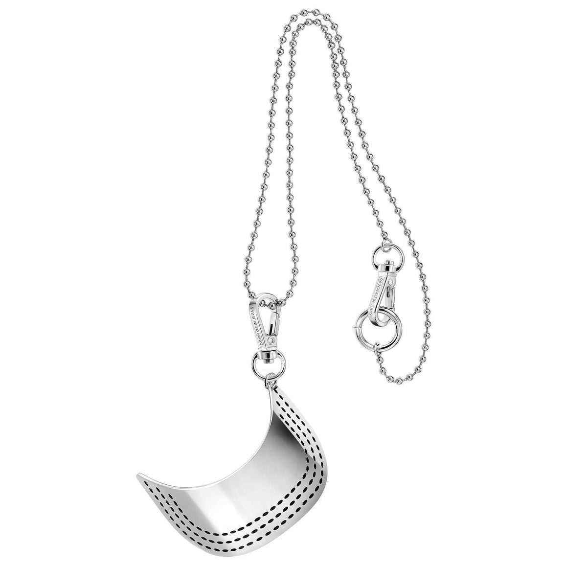Calvin Klein stainless steel crescent moon pendant necklace with link chain, hook clasp