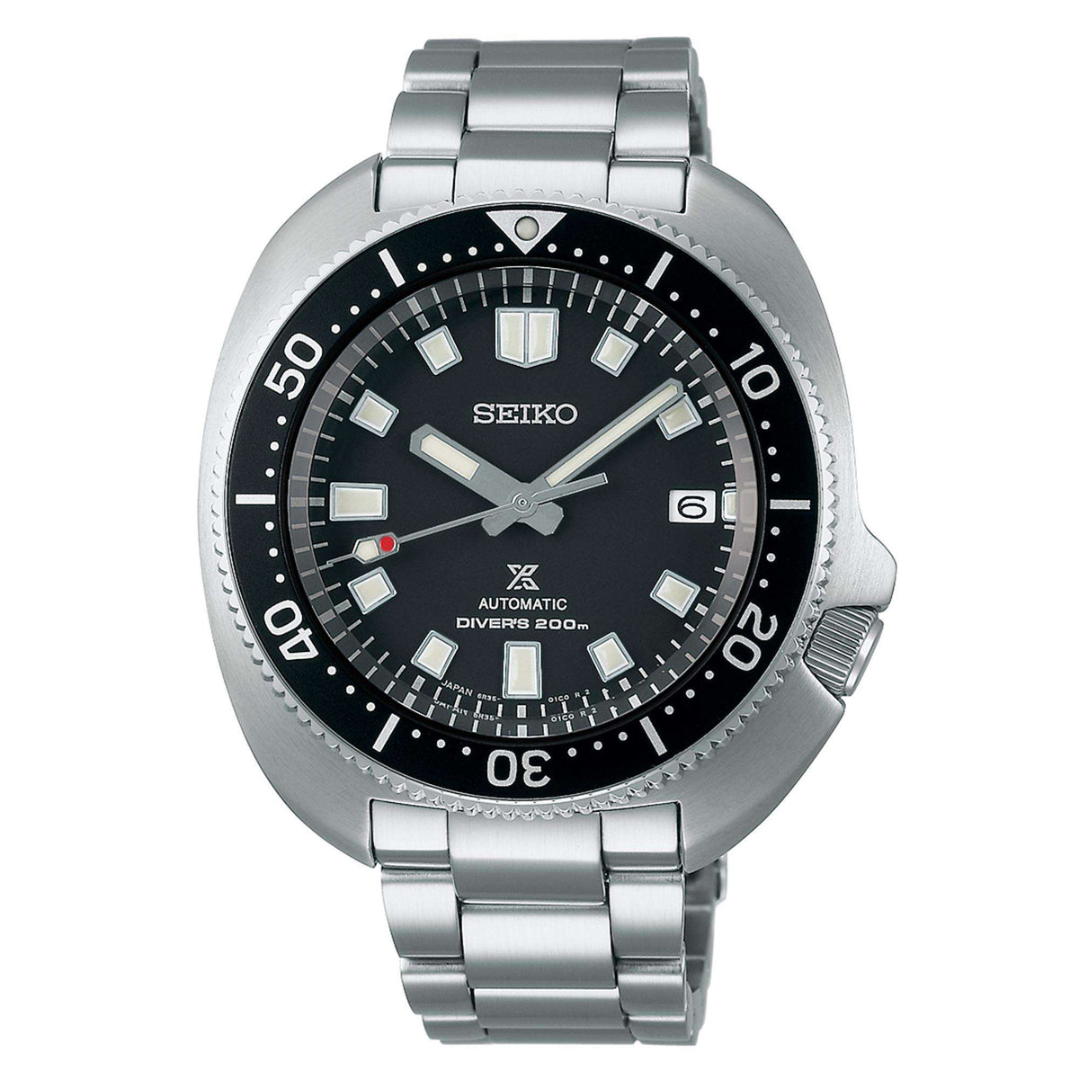 Seiko Prospex automatic divers watch with black dial and stainless steel bracelet