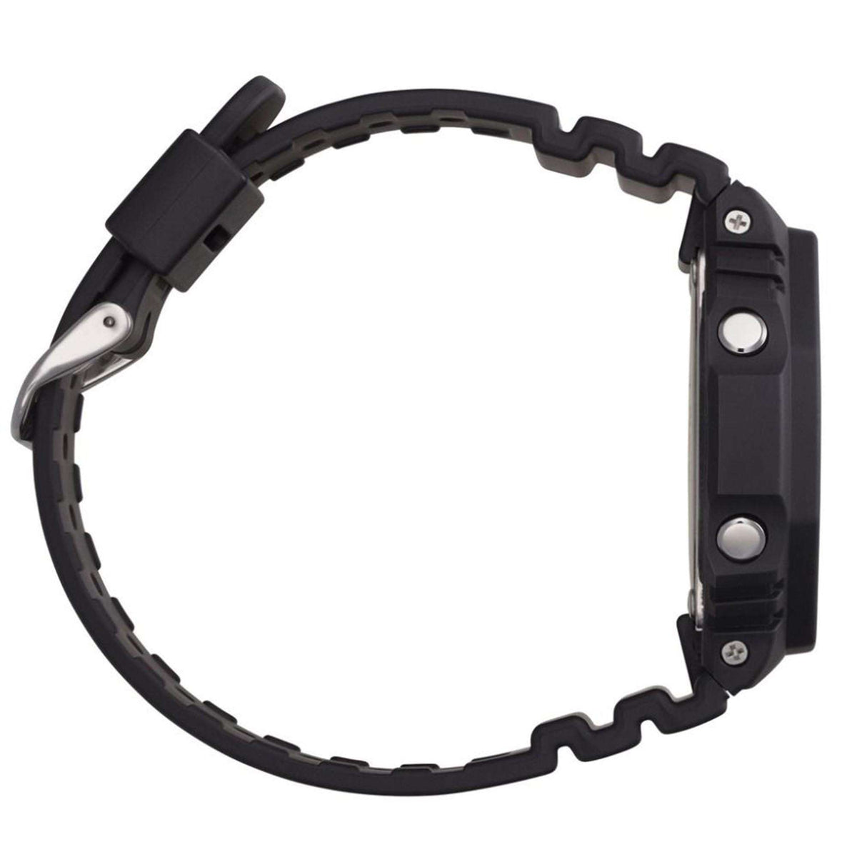 Men's dark grey silicone watch strap with buckle and perforated adjustment holes