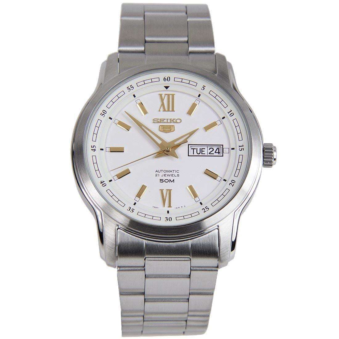 Seiko 5 42.3mm SNKP15K1 white dial with Roman numeral markers