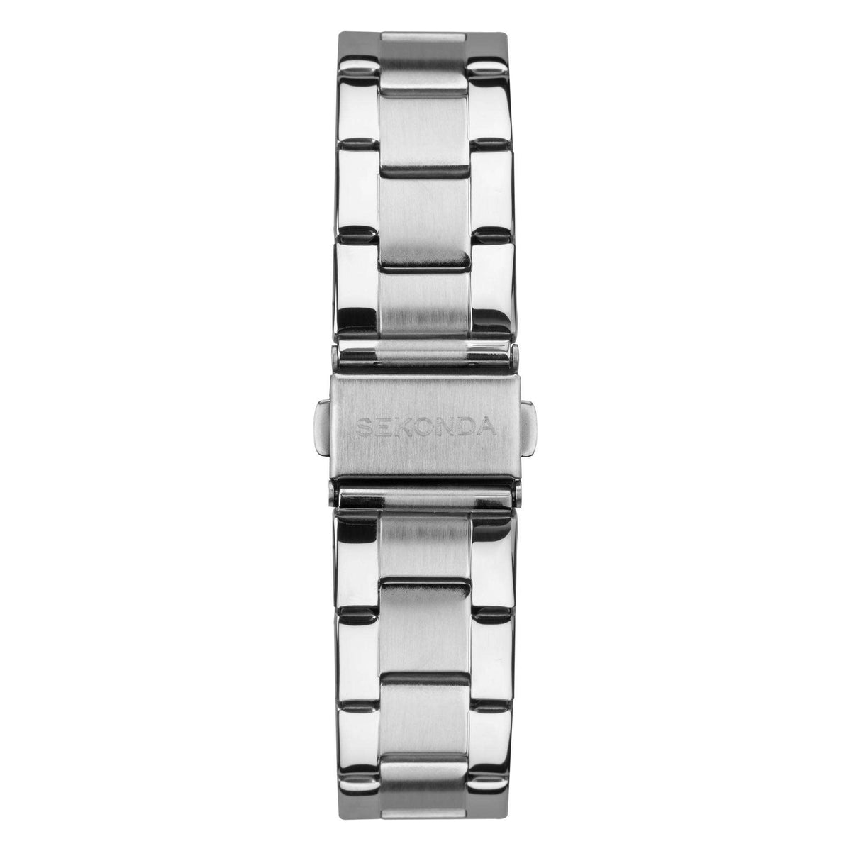 Men's stainless steel quartz watch bracelet with clasp and polished links