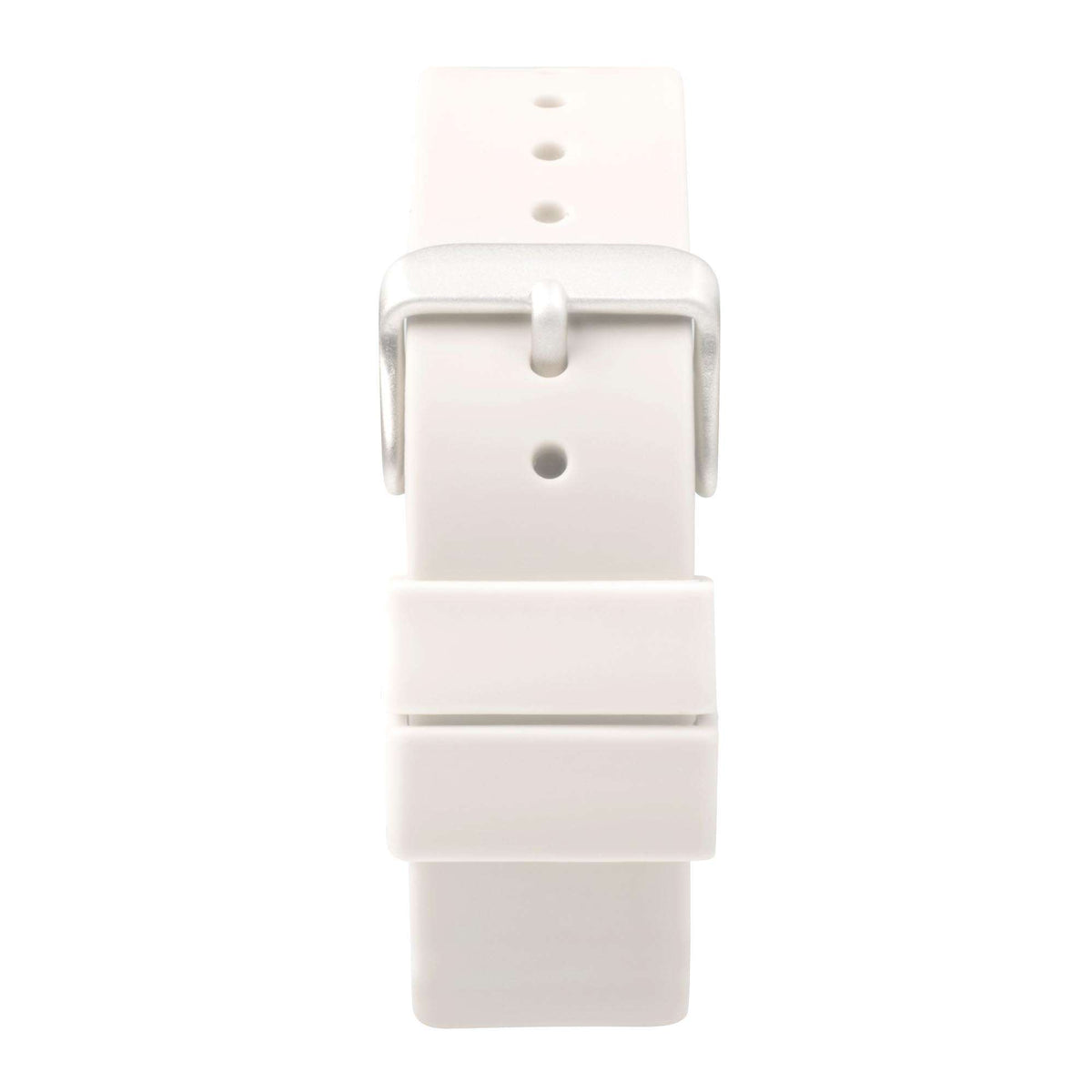 White silicone watch strap with buckle and adjustment holes