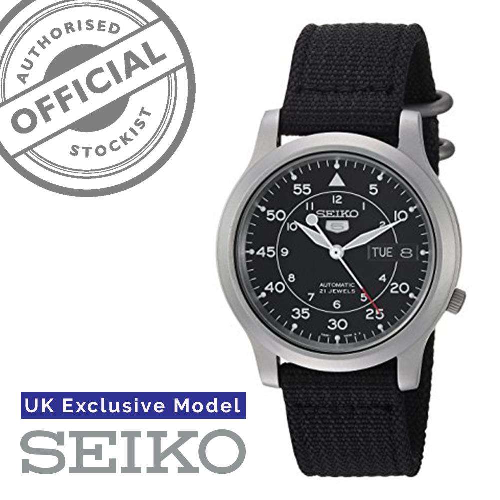 Seiko 5 Automatic Black Dial Black NATO Fabric Strap Men's Watch SNK809K2 - WatchNation