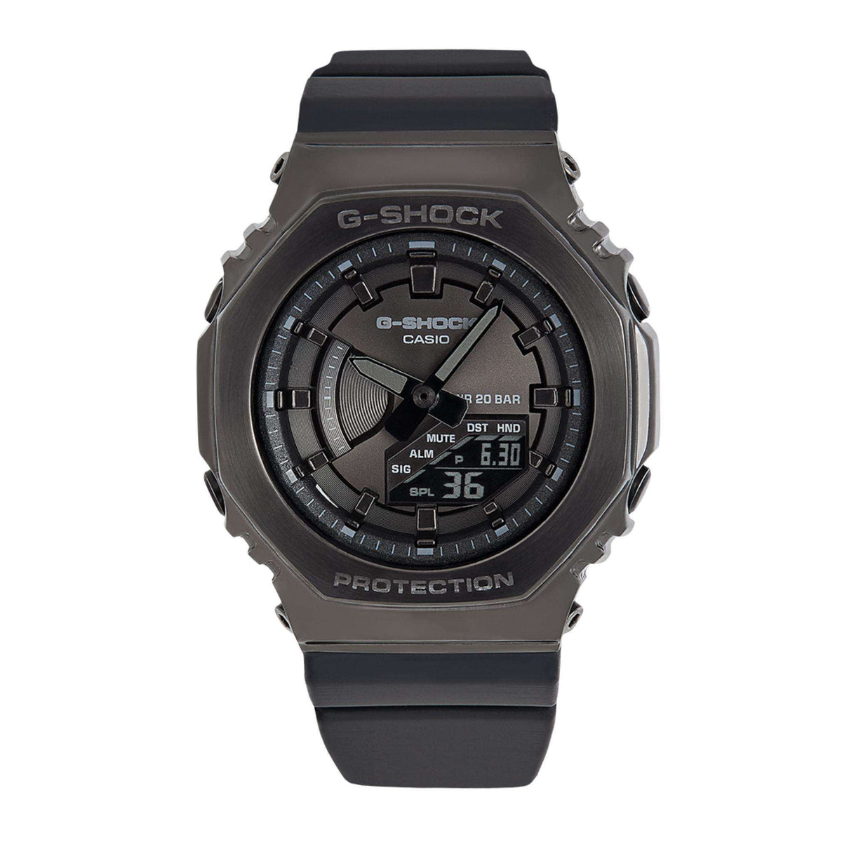 Men's black Casio G-Shock CasiOak digital-analog watch, centered product photo