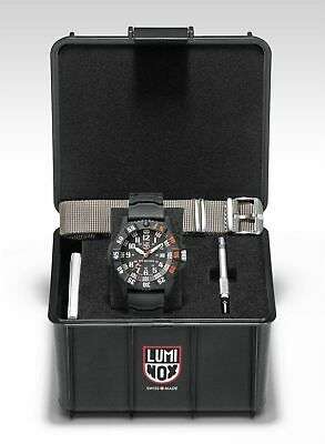 Men's LUMINOX black quartz watch in black case with extra strap pieces and tools