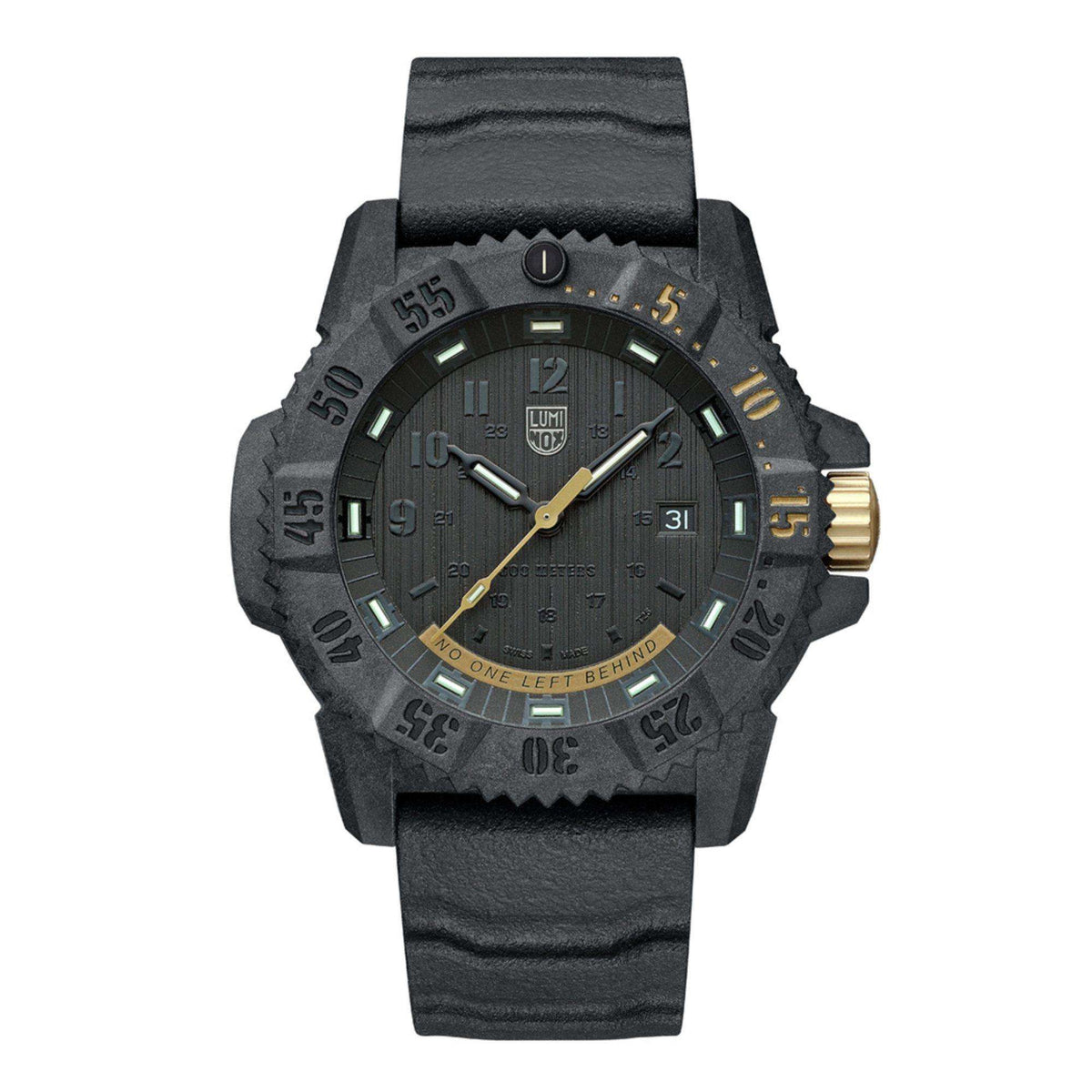 Men's Luminox Master Carbon Seal watch with dark dial and grey rubber strap