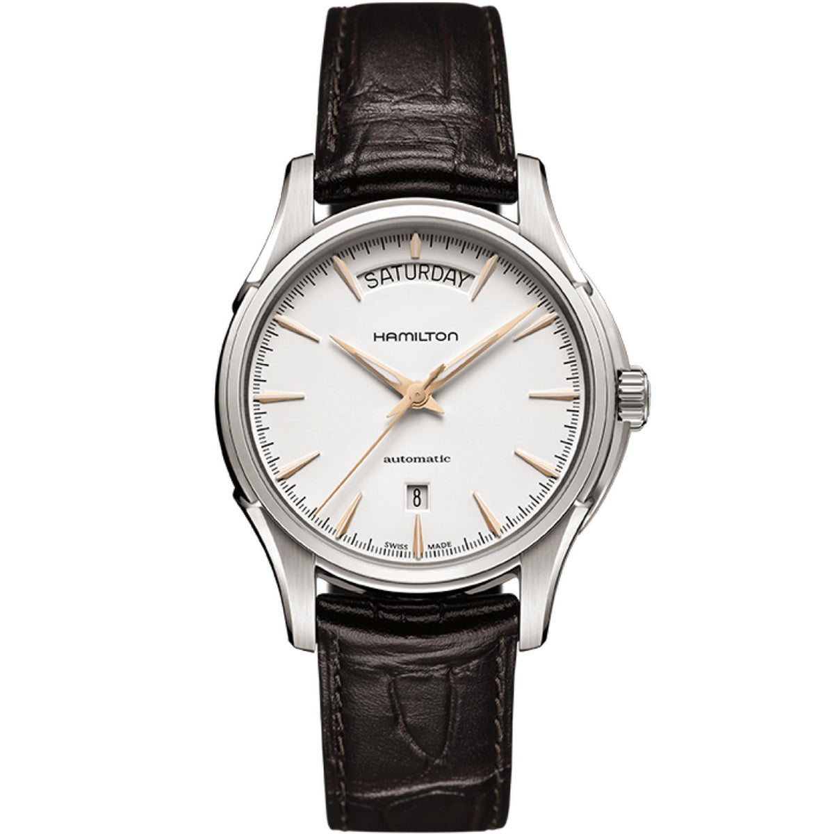 Hamilton Jazzmaster Day Date Automatic White Dial Leather Strap Men's Watch H32505511