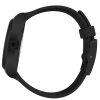 Black rubber watch strap with buckle holes and curved strap end