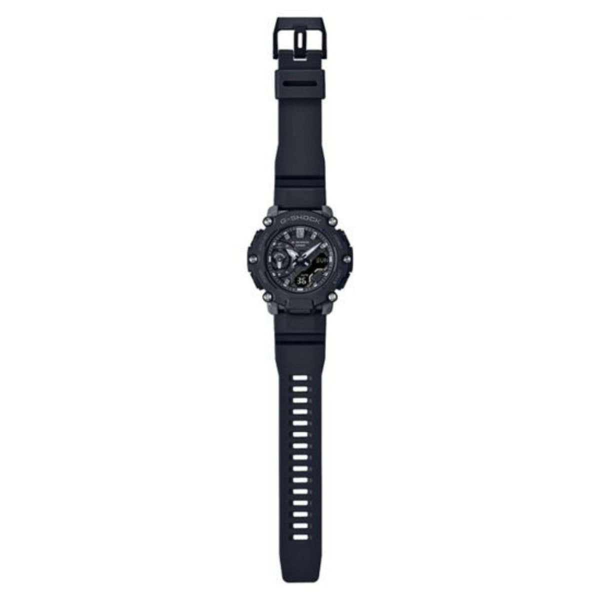 Men's G-Shock wristwatch with black rubber strap and round black case