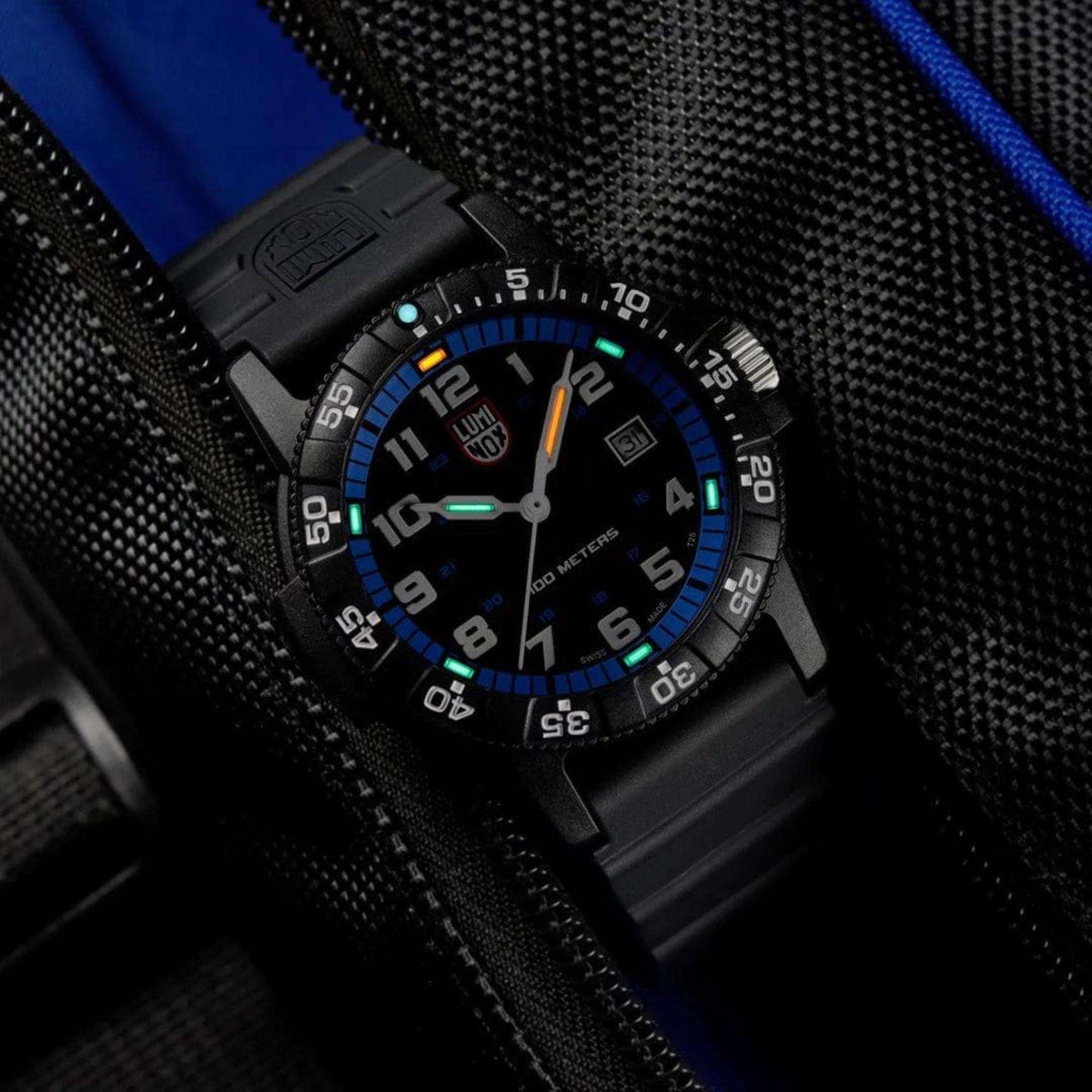 Luminox Leatherback Sea Turtle XS.0324 inside a black mesh bag lifestyle view