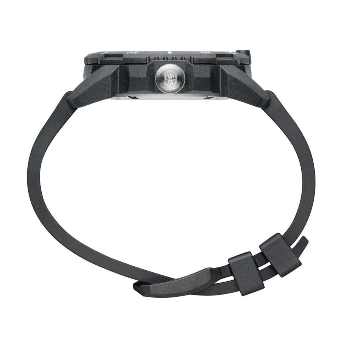 Luminox ICE SAR Arctic XL.1051 profile view showing curved black rubber strap