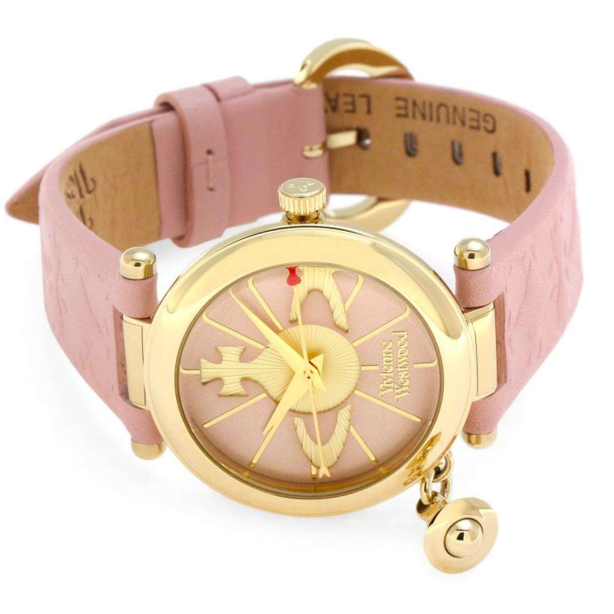 Vivienne Westwood Orb II VV006PKPK ladies analogue timepiece displaying a pink dial with gold-tone accents and orb detail
