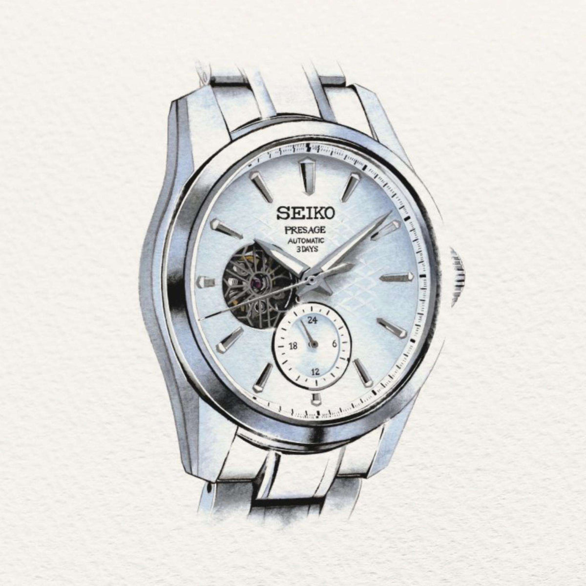Seiko Presage SPB415J1 white dial perspective view