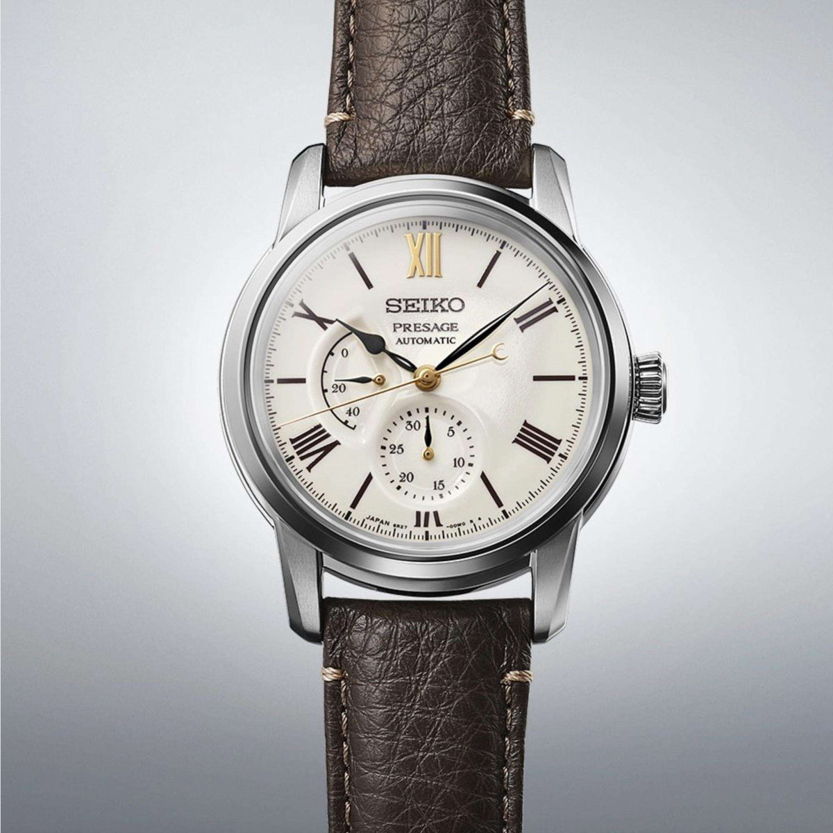 Seiko Presage "Laurel Arita porcelain" SPB397J1 full front view on studio background