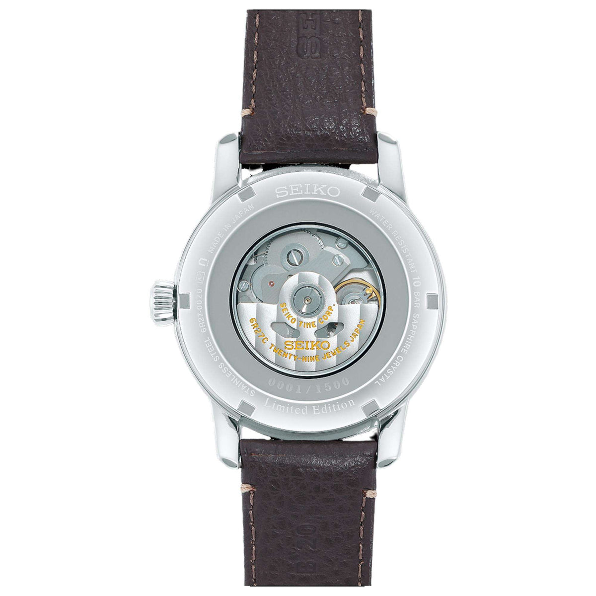 Seiko Presage "Laurel Arita porcelain" SPB397J1 exhibition case back and automatic movement view