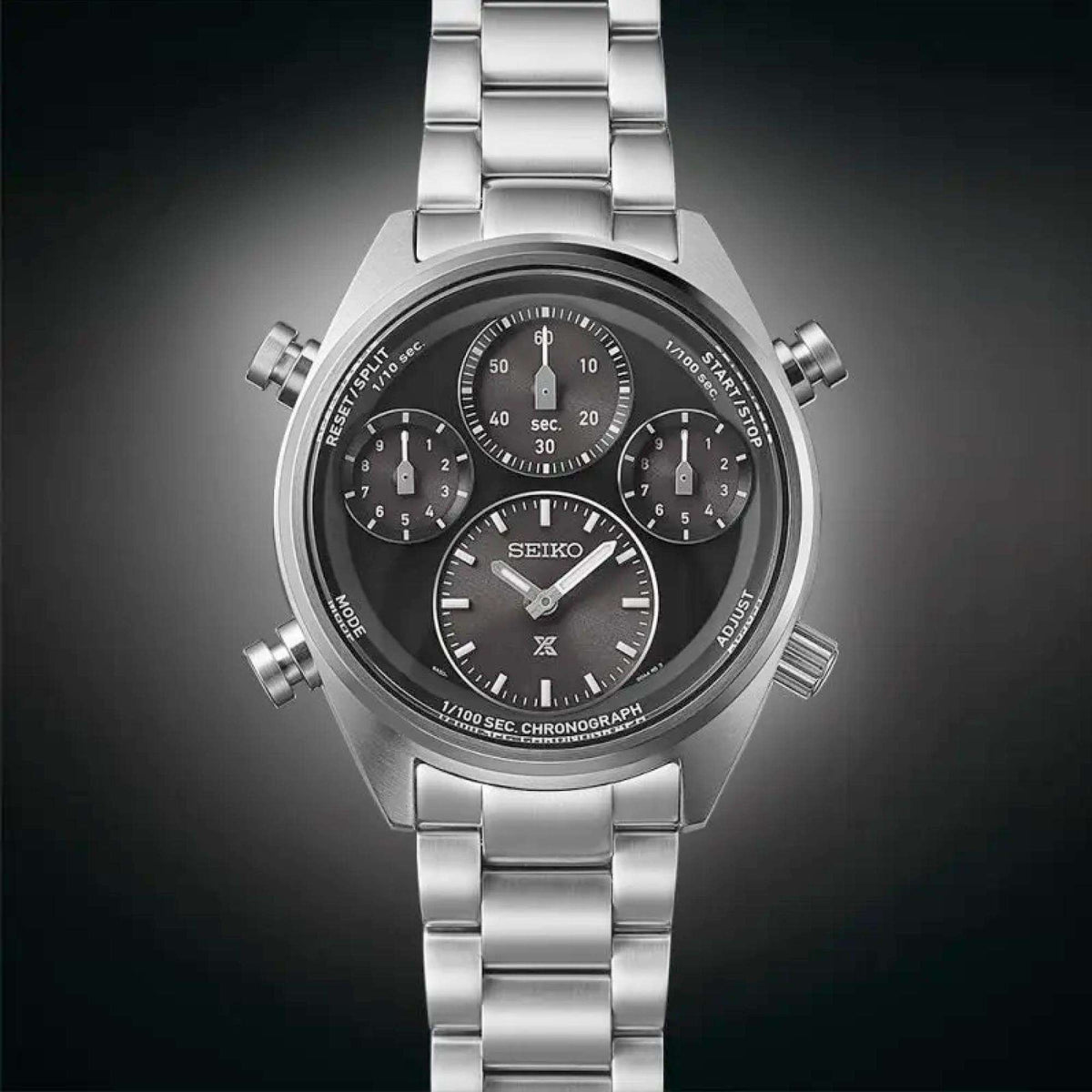 Seiko Prospex SFJ003P1 black dial front studio view