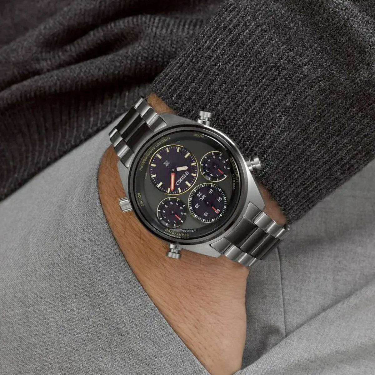 Seiko Prospex Speedtimer SFJ005P1 solar chronograph watch on wrist