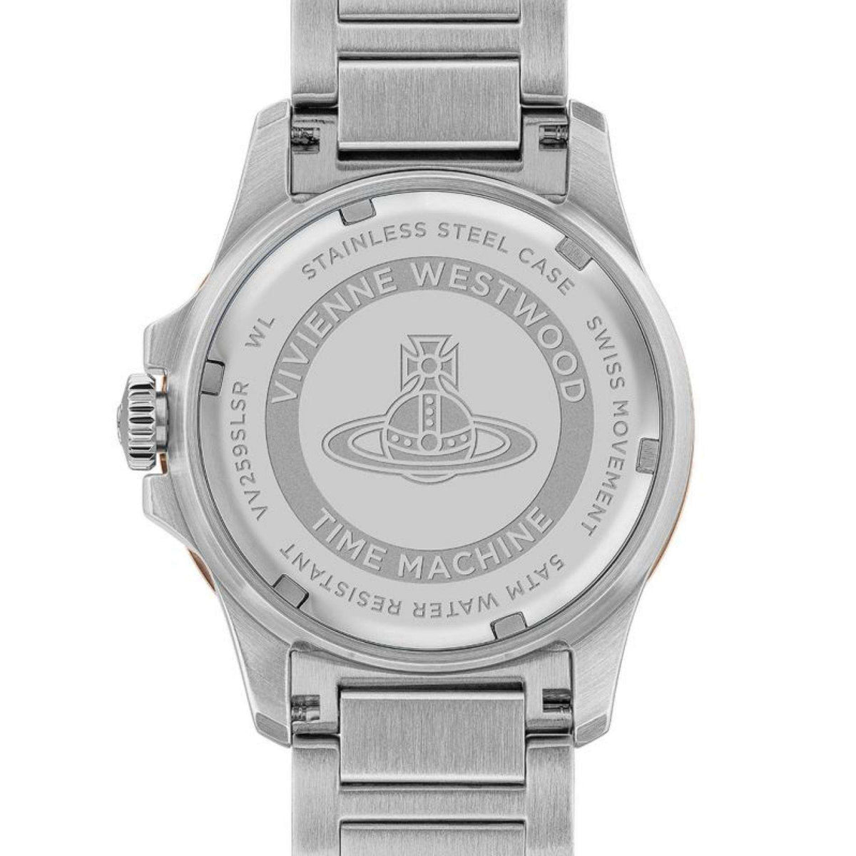 Sunbury quartz watch stainless-steel case back with engraved branding