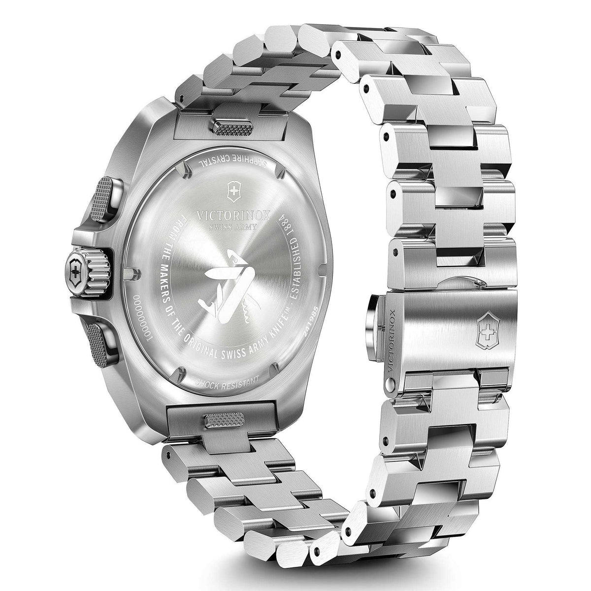 Victorinox I.N.O.X. 241985 stainless steel case-back with engravings, movement details and bracelet