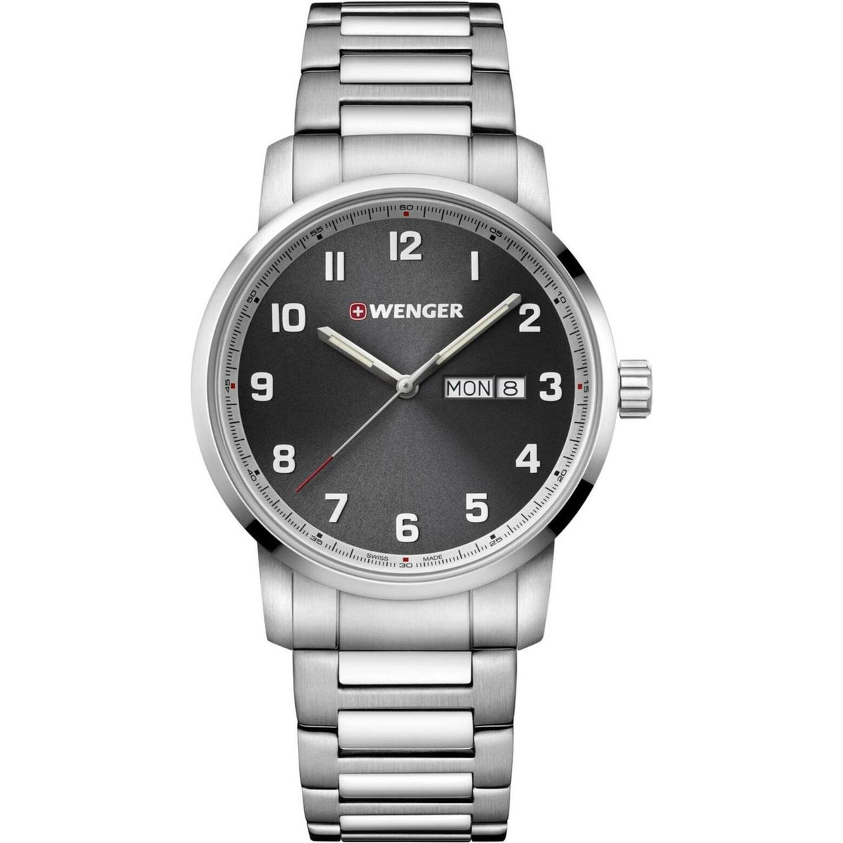 Wenger Attitude Heritage Quartz Black Dial Steel Strap Men's Watch 01.1541.119