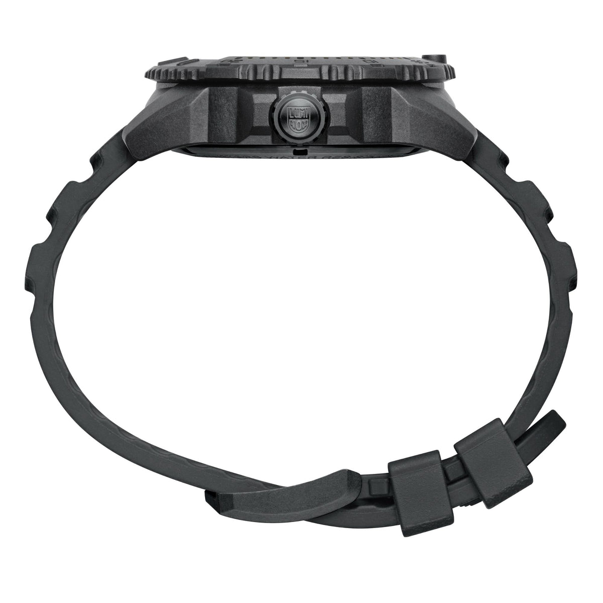 Luminox Navy SEAL rubber watch strap and clasp with rugged, textured case sides