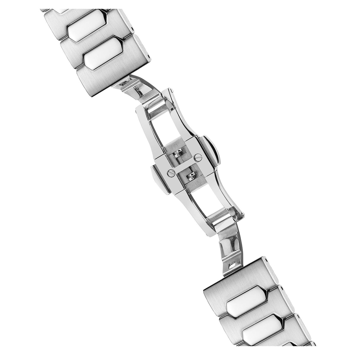 Stainless steel link bracelet for men's automatic watch with clasp and end links
