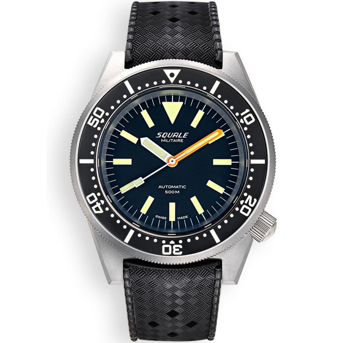 Squale 1521 Militaire Blasted Automatic Black Dial Rubber Strap Men’s Watch 1521MILBL.HT