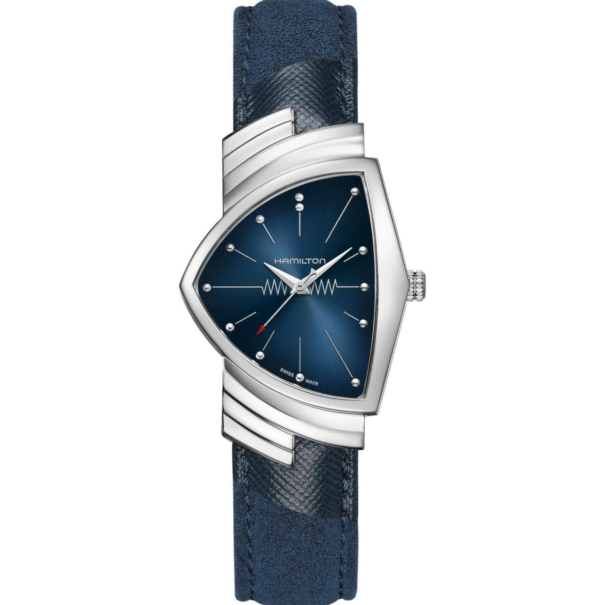 Hamilton Ventura 32mm blue dial and blue Alcantara quartz watch H24411942 front view