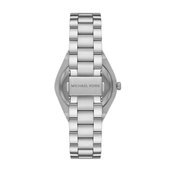 Women's stainless steel wristwatch with white dial and Roman numerals, link bracelet