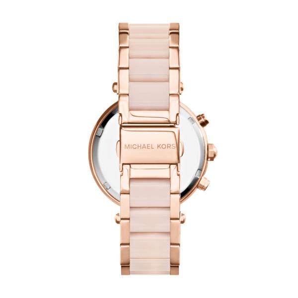 Michael Kors Parker chronograph watch with rose gold-tone steel link strap and dial