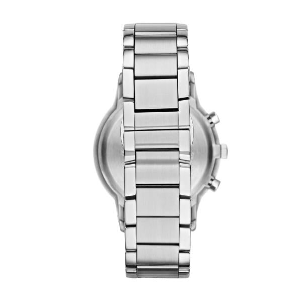 Emporio Armani Renato AR2448 rear view showing solid steel bracelet and case back structure