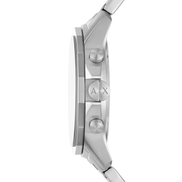 Armani Exchange Banks AX1720 side profile view showing steel case edge, crown, and pushers