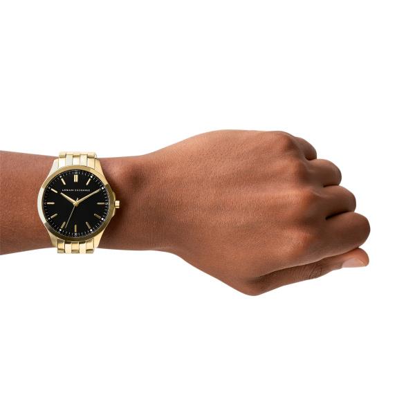 Armani Exchange Hampton AX2145 lifestyle shot featuring 46mm black dial mens quartz watch on wrist