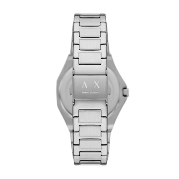 Armani Exchange ladies quartz wristwatch with silver dial and A|X branding