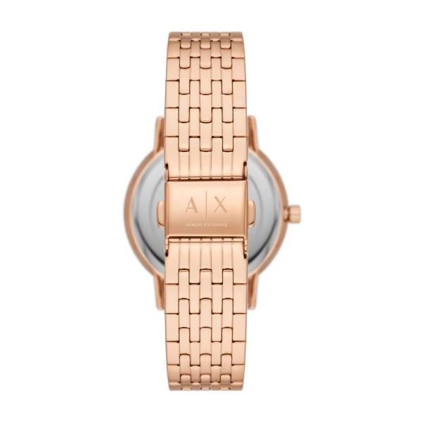Armani Exchange ladies quartz watch rose-gold bracelet A|X white dial