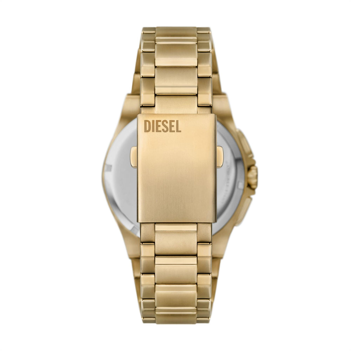 Gold dial chronograph quartz watch with gold-tone steel bracelet, Diesel logo