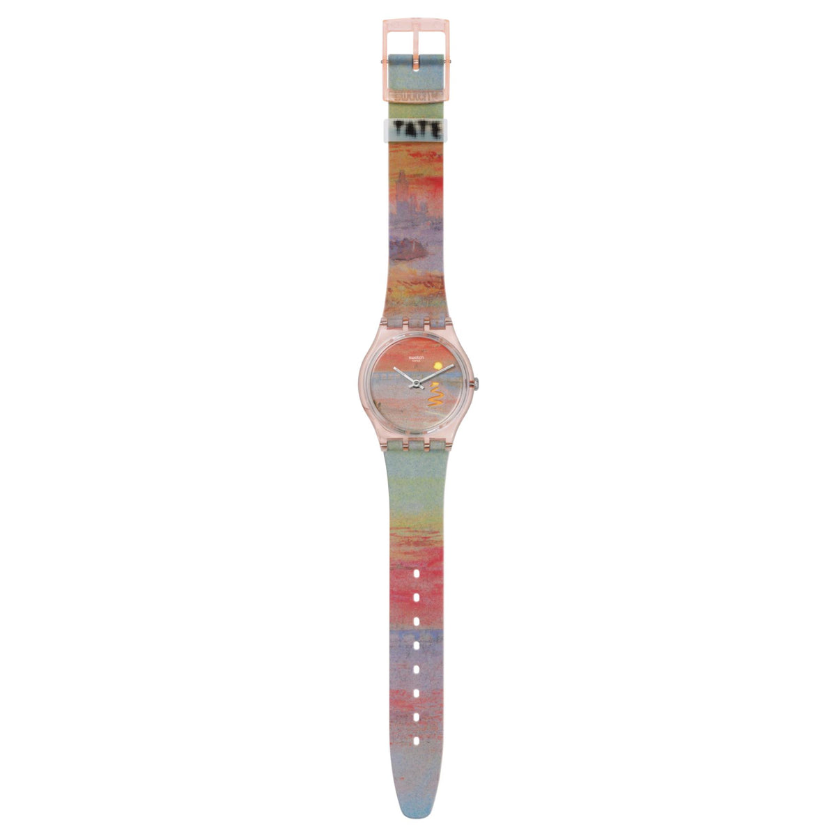 Multicolor silicone strap wristwatch with clear round case and printed dial markings