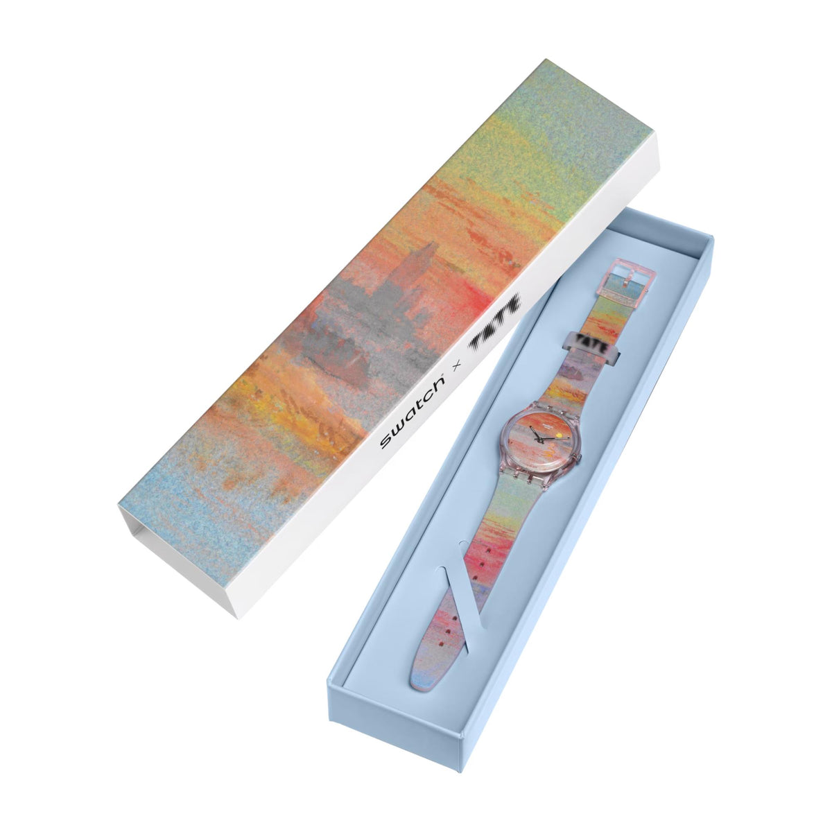 Watch gift box set with multicolor silicone strap and clear round dial