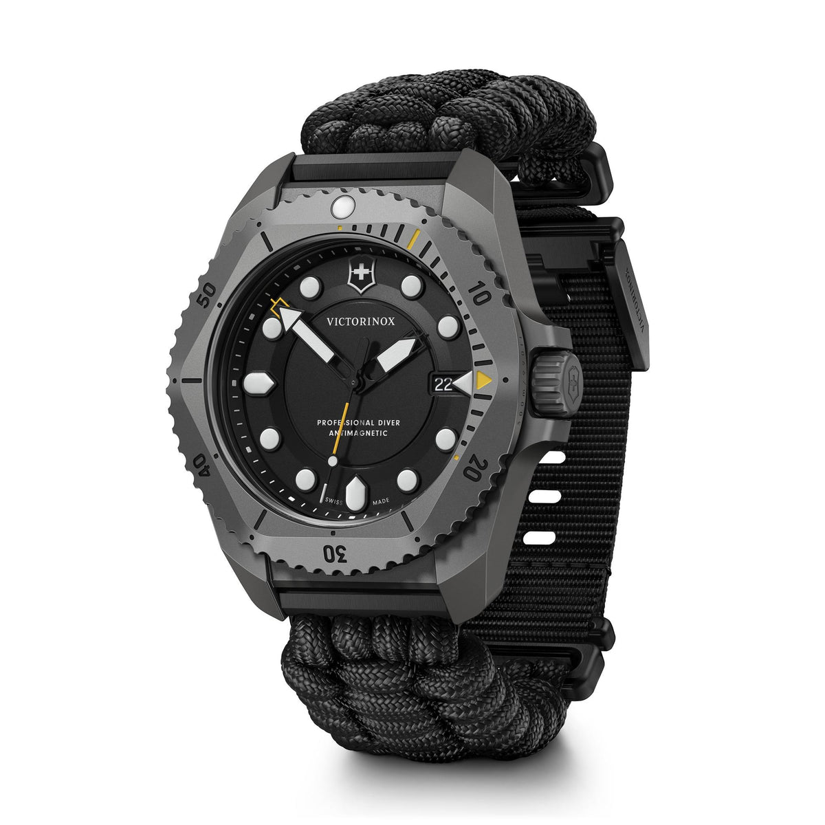 Victorinox Dive Pro 241993.1 sandblasted titanium case and screw-down crown detail  